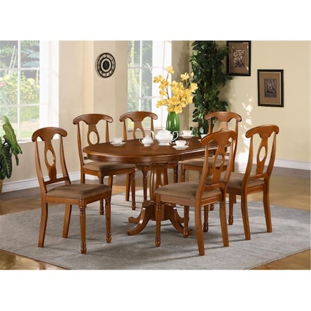 East West Furniture 7 Piece Dining Room Set-and Oval Dining Table With Leaf and 6 Dining Chairs PONA7-SBR-C